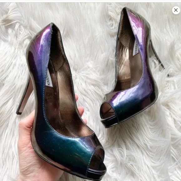 Steve Madden Shoes - Steve Madden Forgive OilSlick Metallic Iridescent Peeptoe Pump 6
